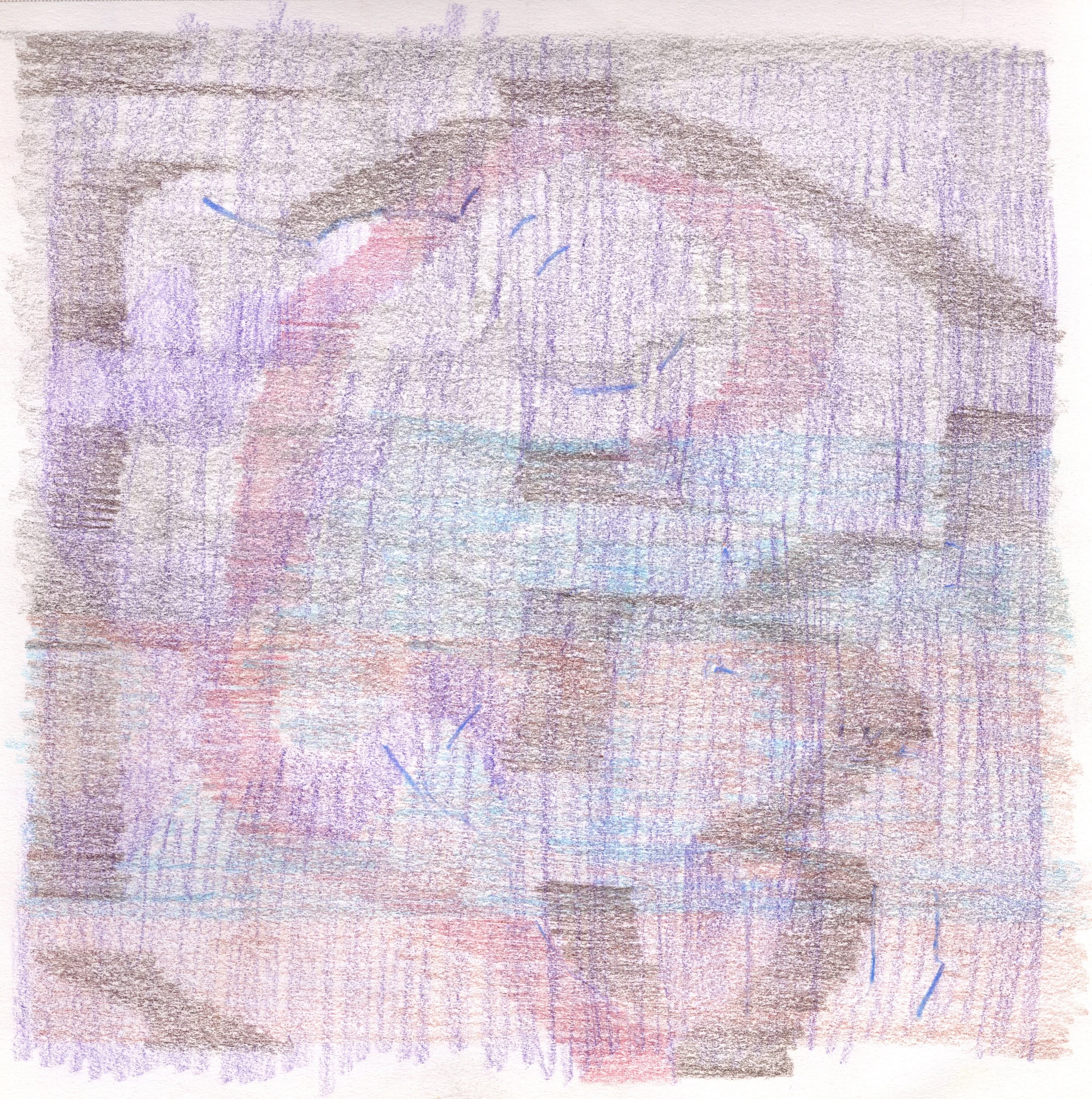 Smudge | Colored pencil on paper | 7 x 7 inches 17.78 x 17.78 cm