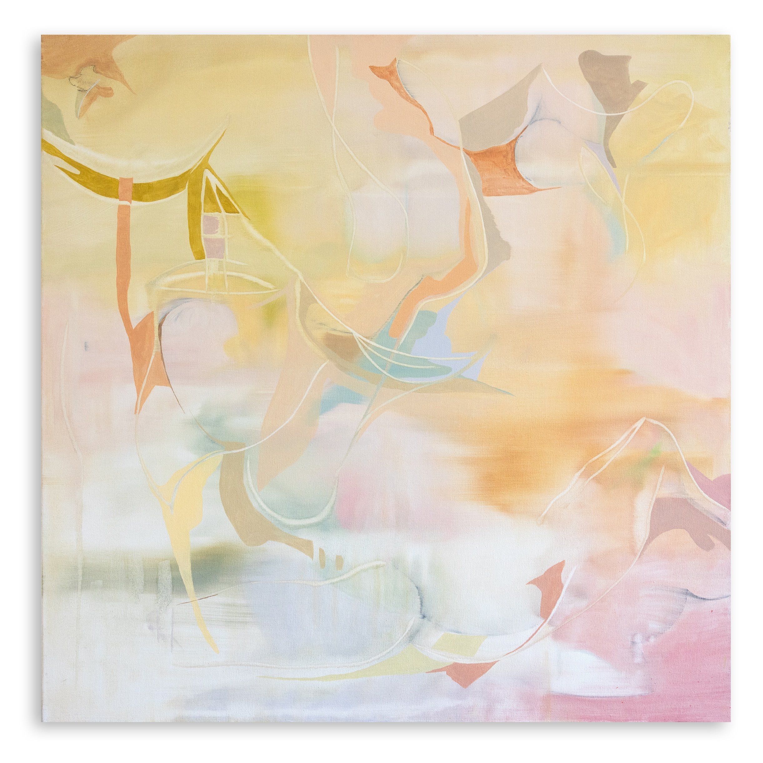 Tiptoe 2026 | Charcoal and oil on canvas | 36 x 36 inches 91.4 x 91.4 cm