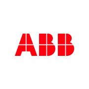 Logo ABB bằng chữ màu đỏ.
