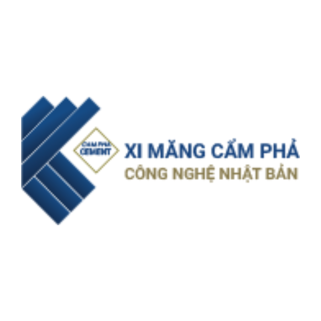 Logo với hình bình hành màu xanh lam và chữ tiếng Việt thể hiện công nghệ phá vỡ xi măng của Nhật Bản.