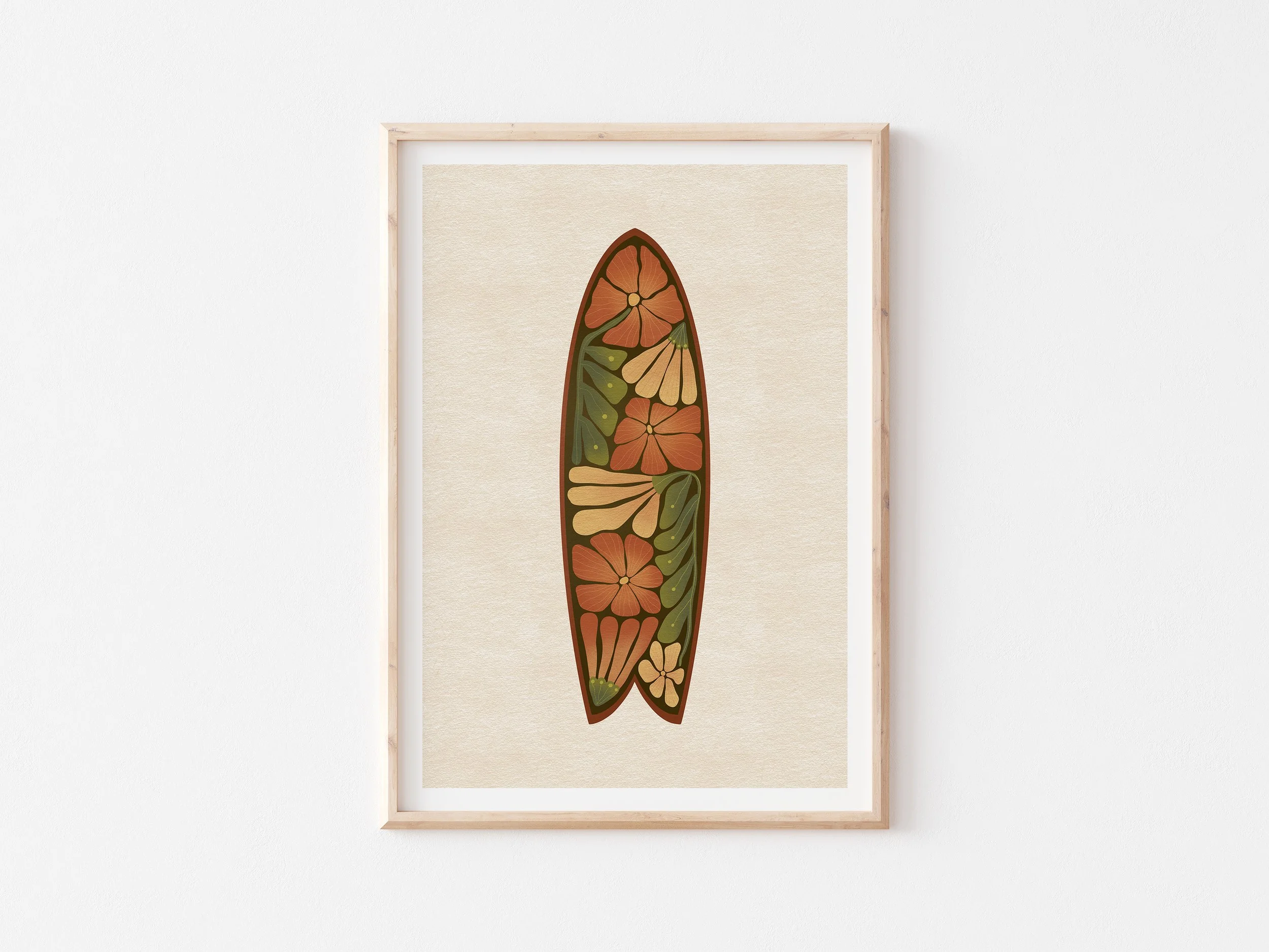 Floral Surfboard Art Print