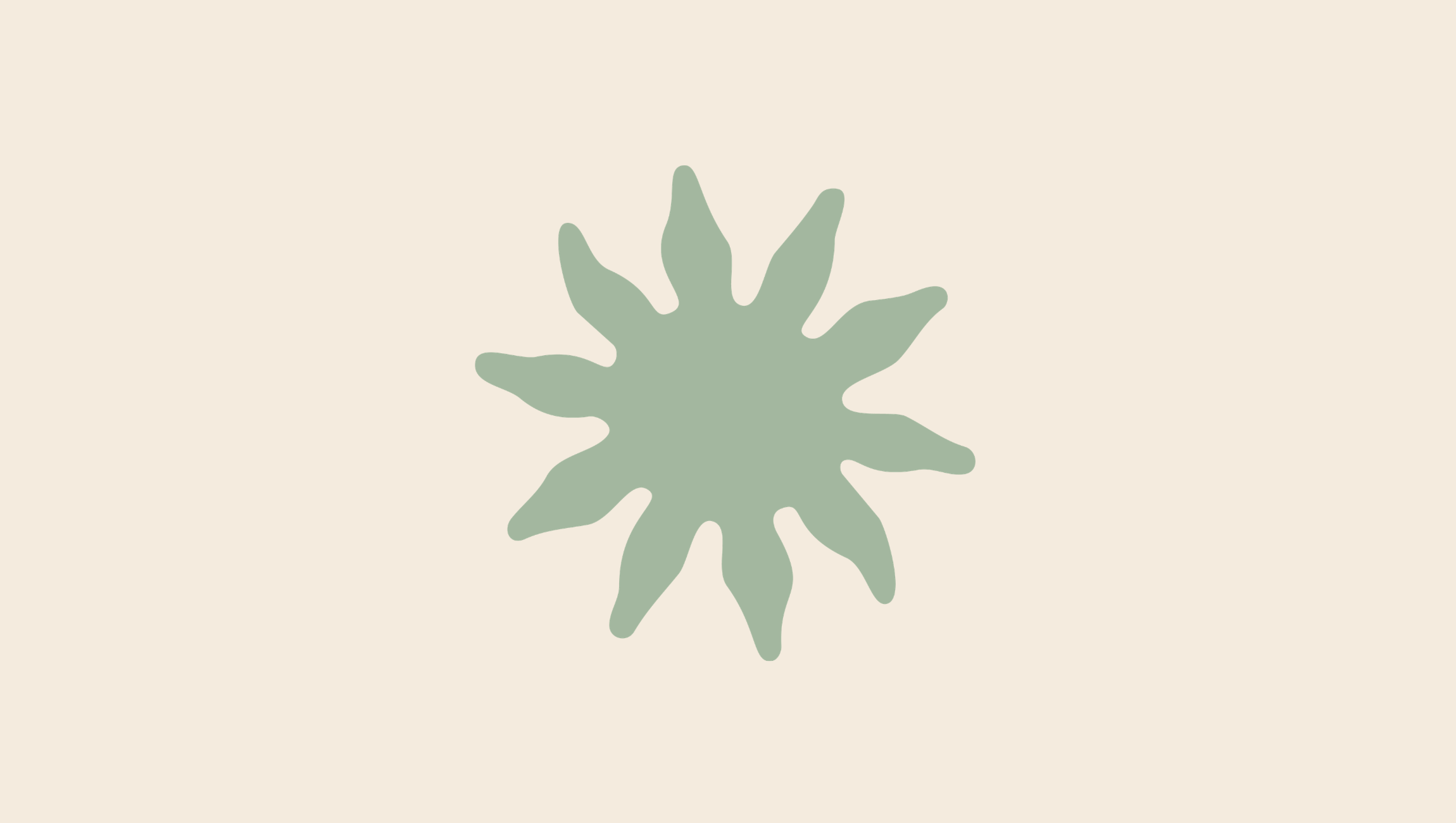 Forma astratta di una foglia verde su sfondo beige