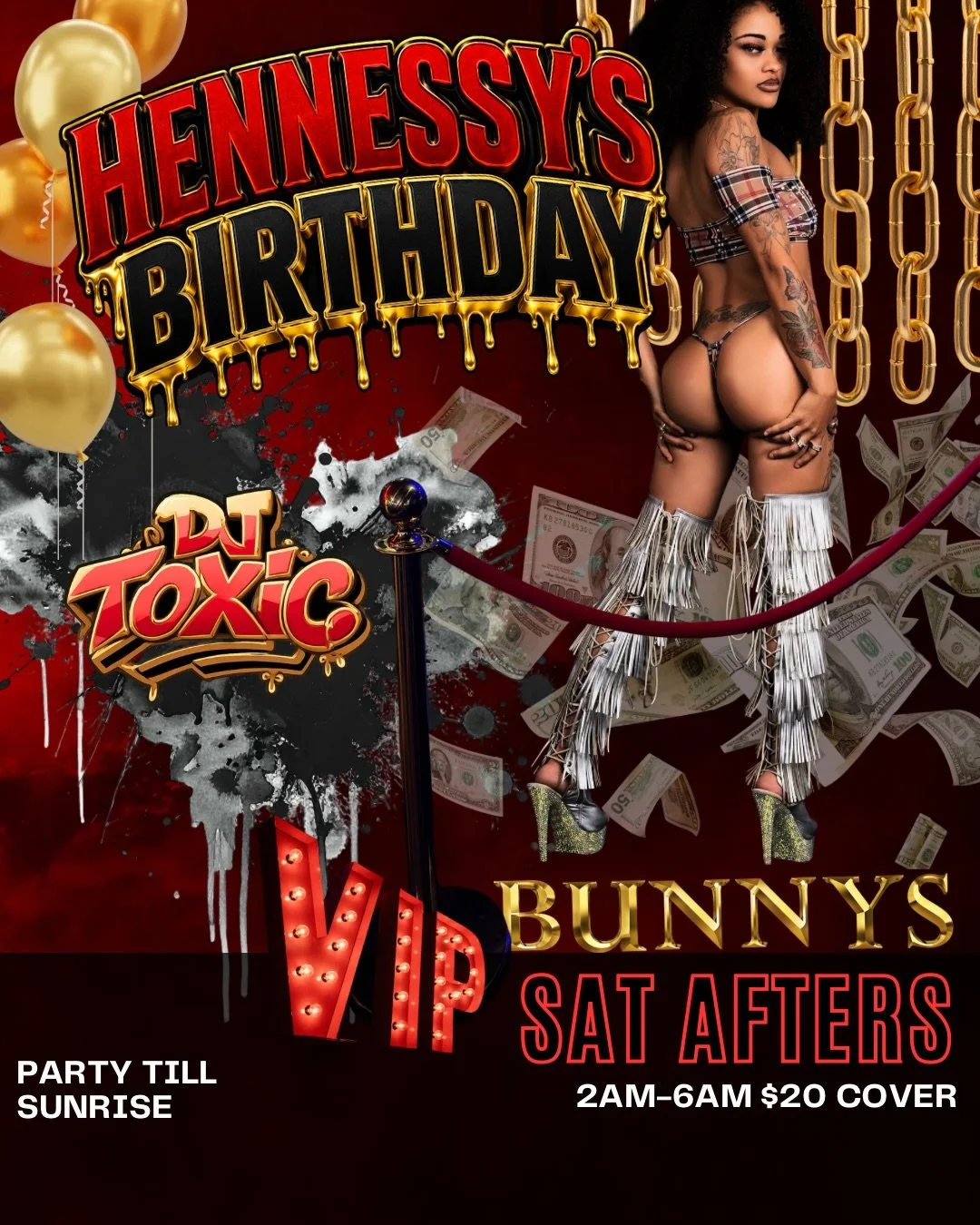 Tonight at bunnys! Come celebrate Hennessy&rsquo;s birthday 🎂 🐰 
$20 Cover. 2am-6am. DJ TOxic