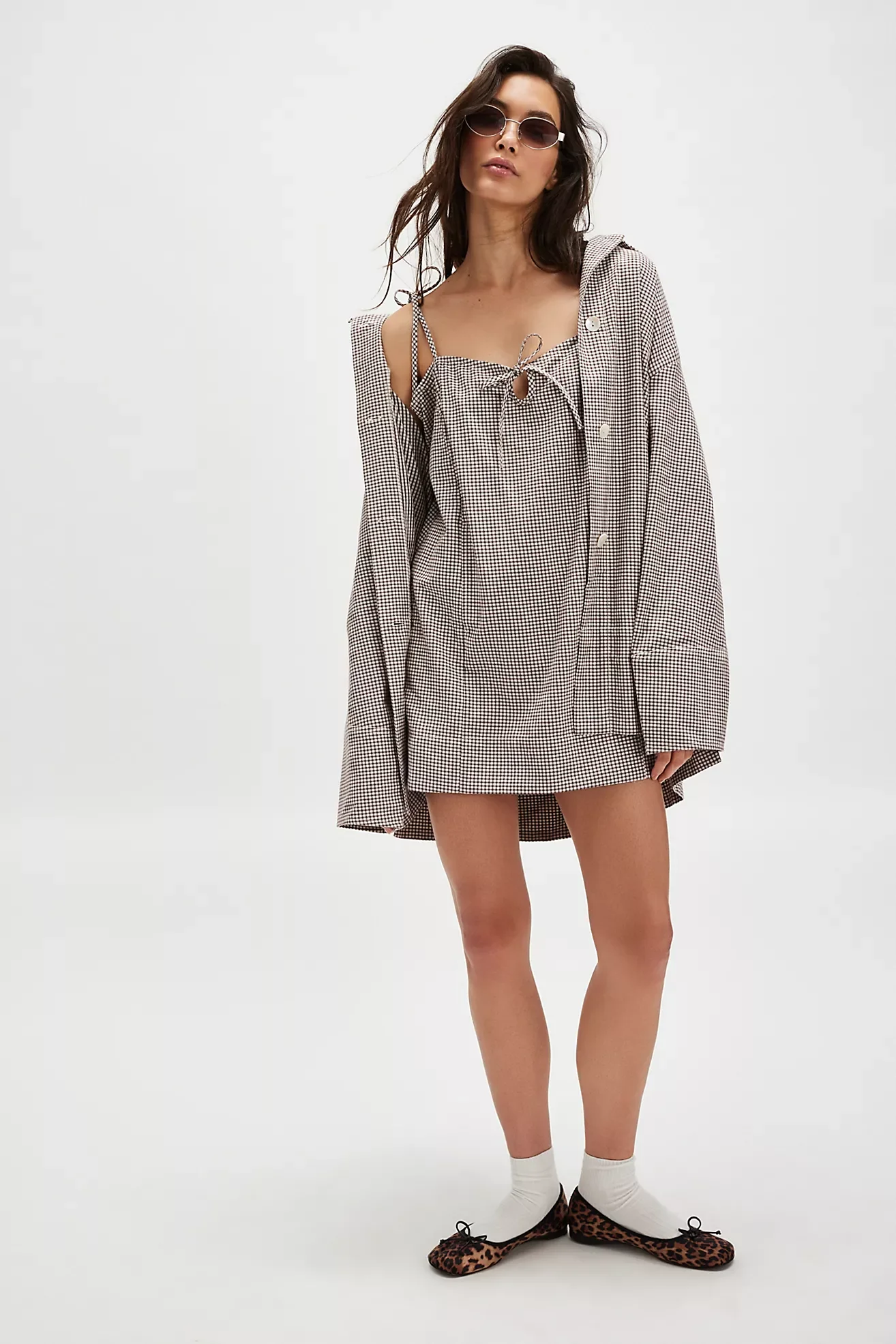 Free People Gingham Mini Dress + Jacket Set