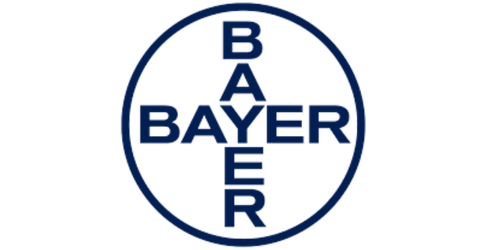 Bayer logo with the word 'BAYER' inside a circle and a cross dividing it.