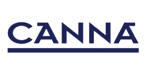 The word "CANNA" in dark blue uppercase letters with a horizontal line underneath