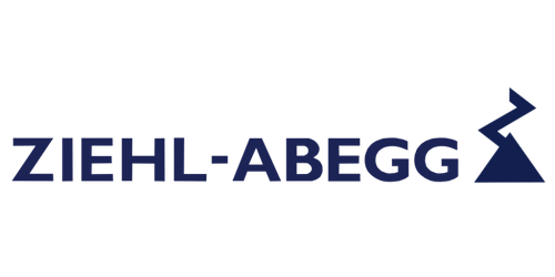 Ziehl-Abegg logo with blue text and a lightning bolt symbol.