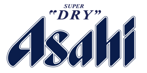 Asahi Super Dry logo with dark blue text on a transparent background