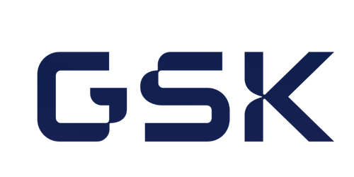 GSK logo in dark blue letters on a white background