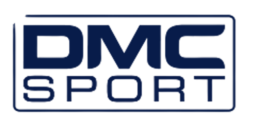DMC Sport logo with a dark blue background and text.