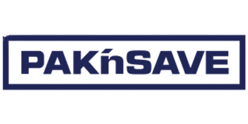 A logo with the word 'PAKnsave' in bold blue letters inside a rectangular border