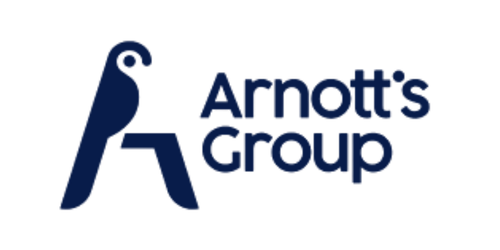 Logo of Arnott's Group with a stylized blue spoon forming the letter 'A' and the company name next to it.