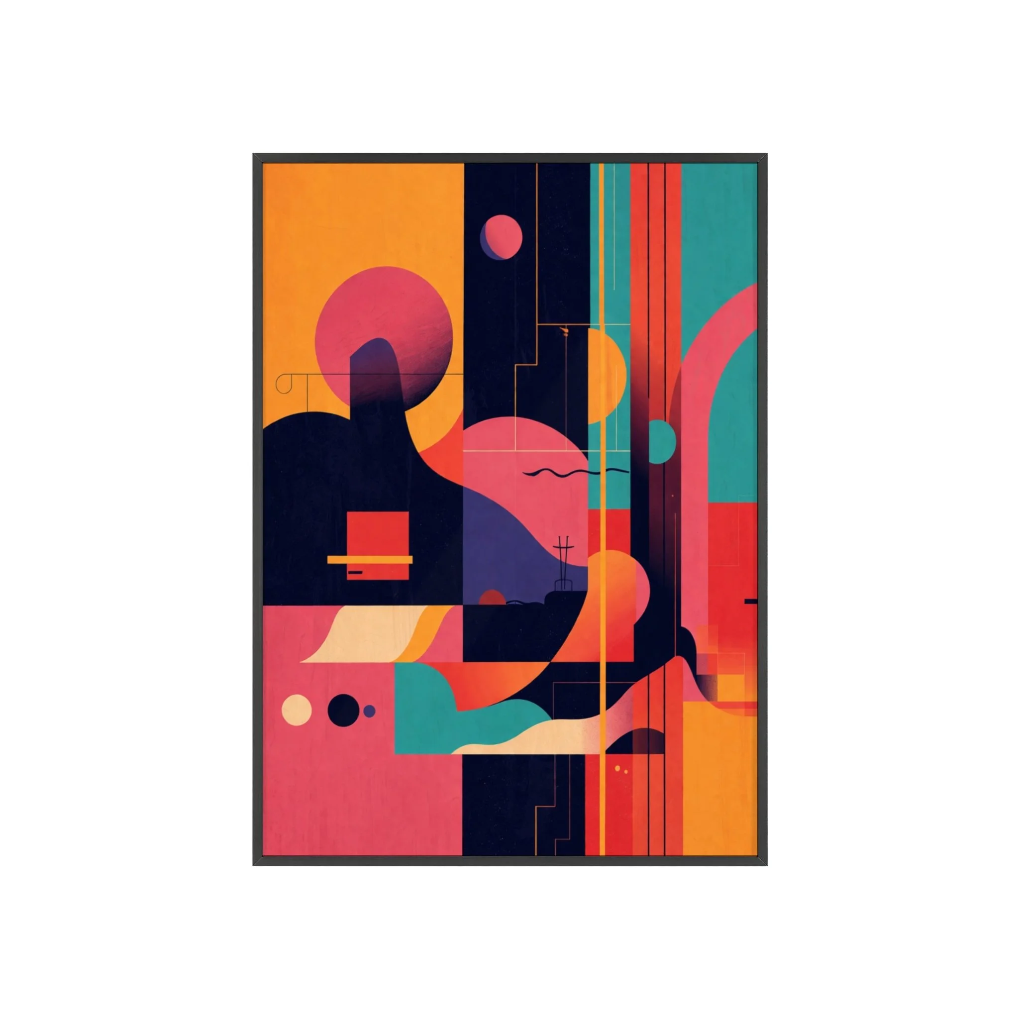 Retro Abstract Wall Art Printable, Mid Century Modern Wall Art, Colorful Vintage Geometric Poster, Large Statement Printable Wall Art