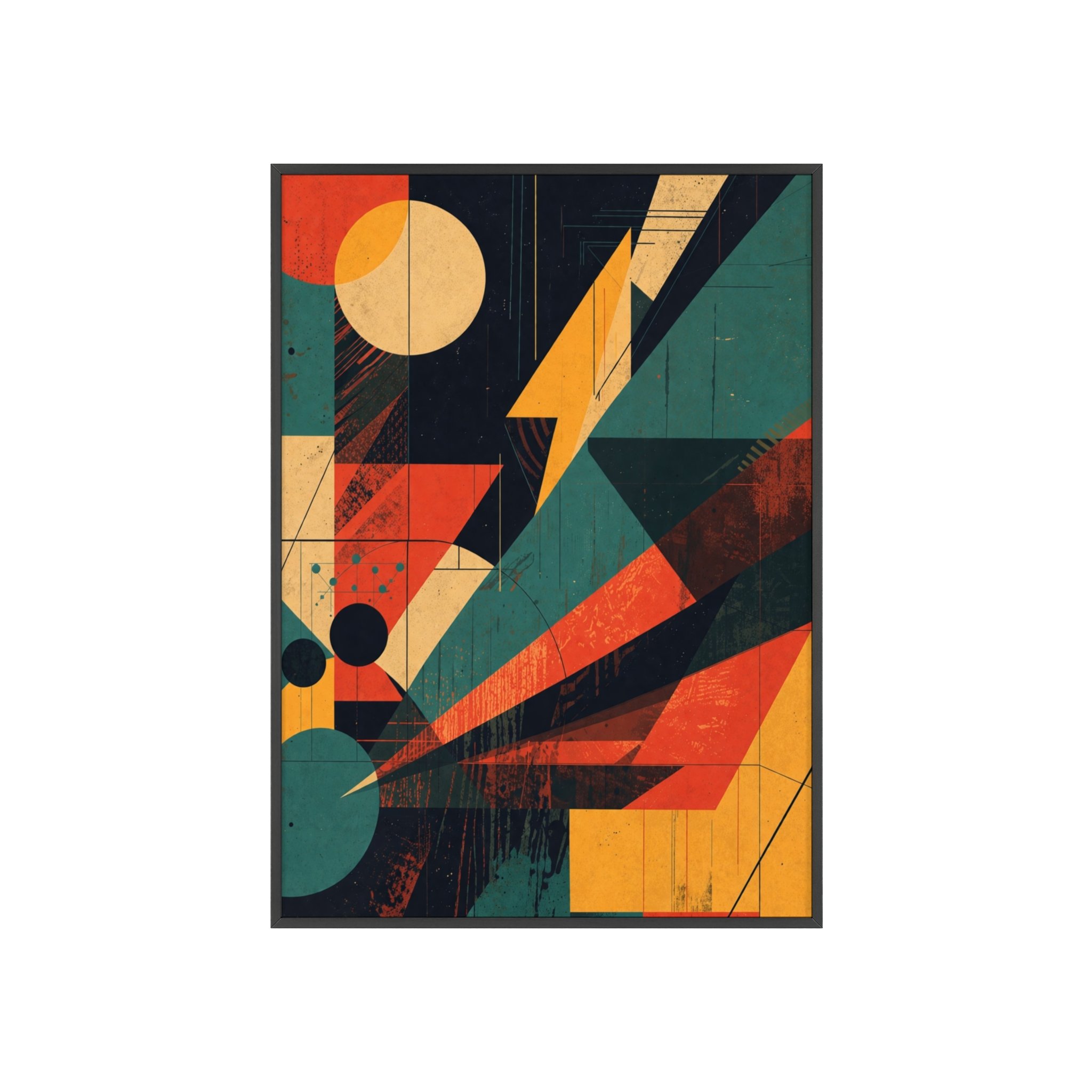 Retro Geometric Wall Art Printable, Mid Century Modern Abstract Wall Art, Vintage Retro Poster Printable, Large Wall Art Download