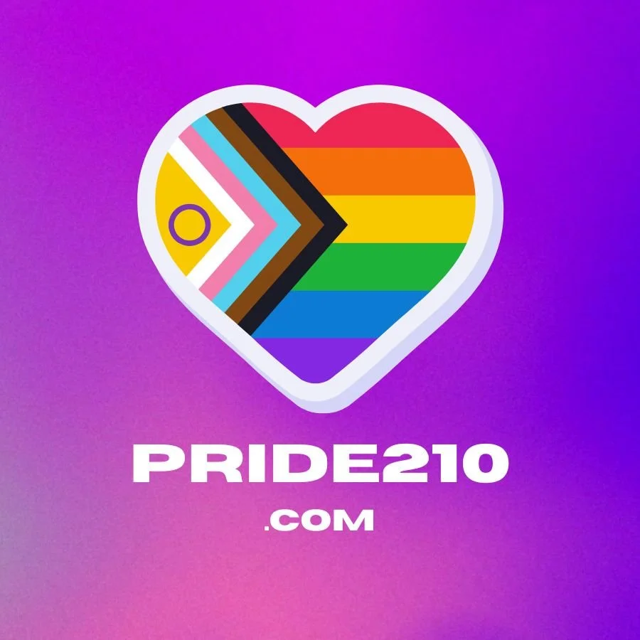 Pride210 rainbow heart logo symbolizing the Pride210 movement supporting San Antonio Pride and the rainbow crosswalk ribbon cutting.