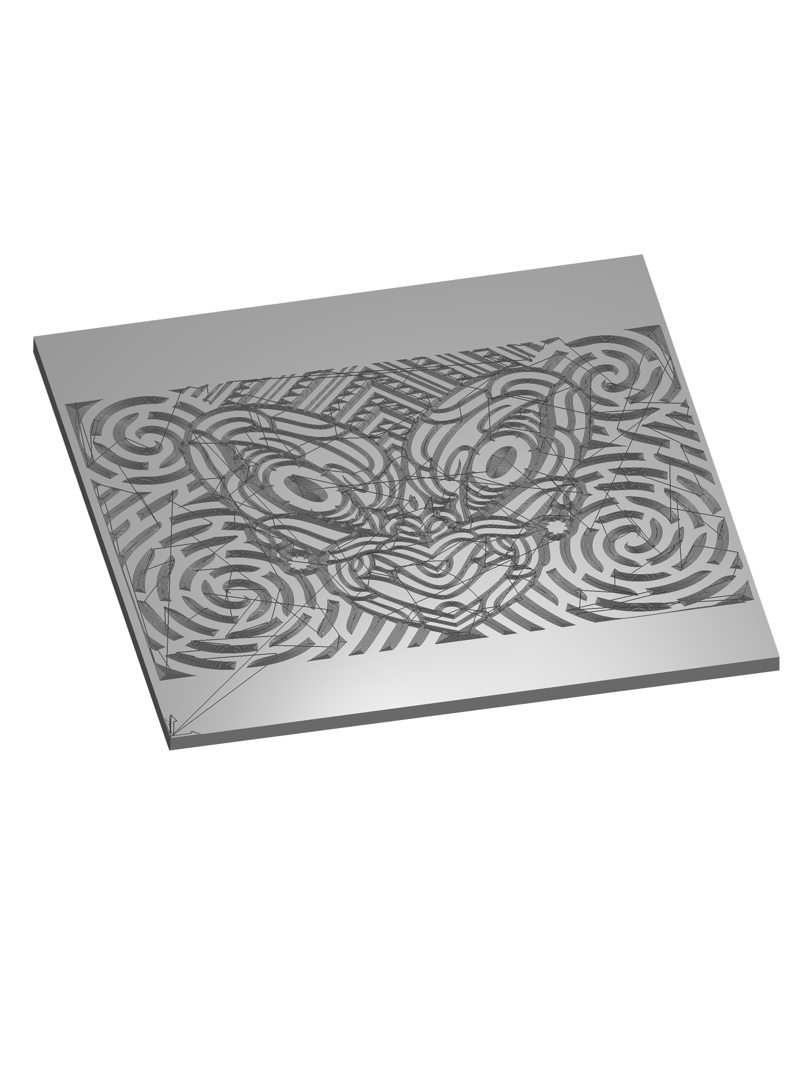 3D model of a maze with a cat's face outline, viewed from an angle on a black background.