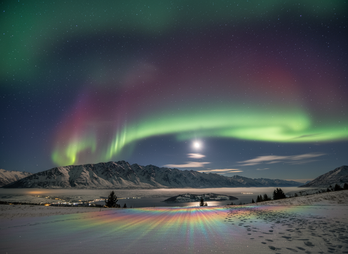 Southern Lights Over Queenstown
