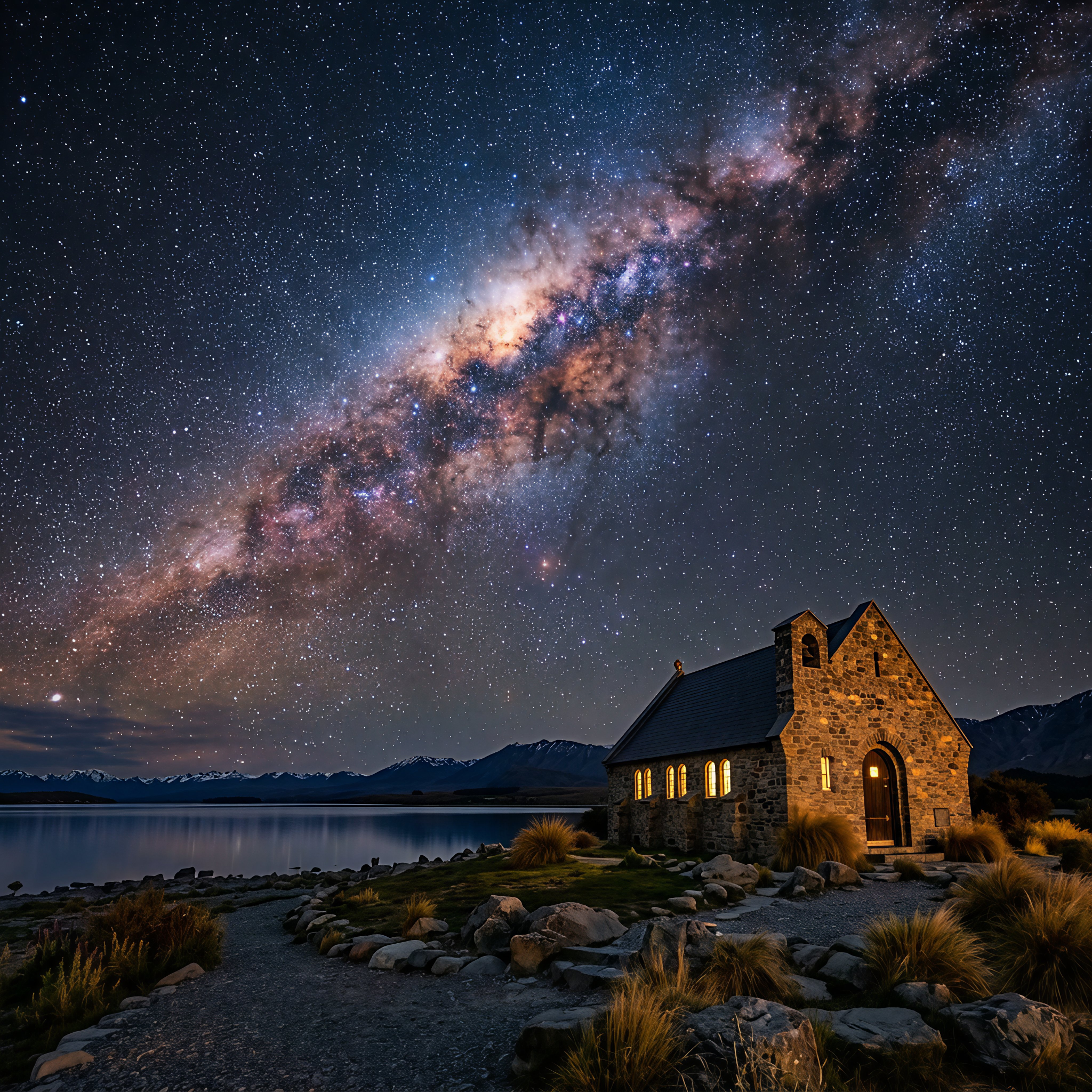 Milky Way Over Lake Tekapo – Framed Tile