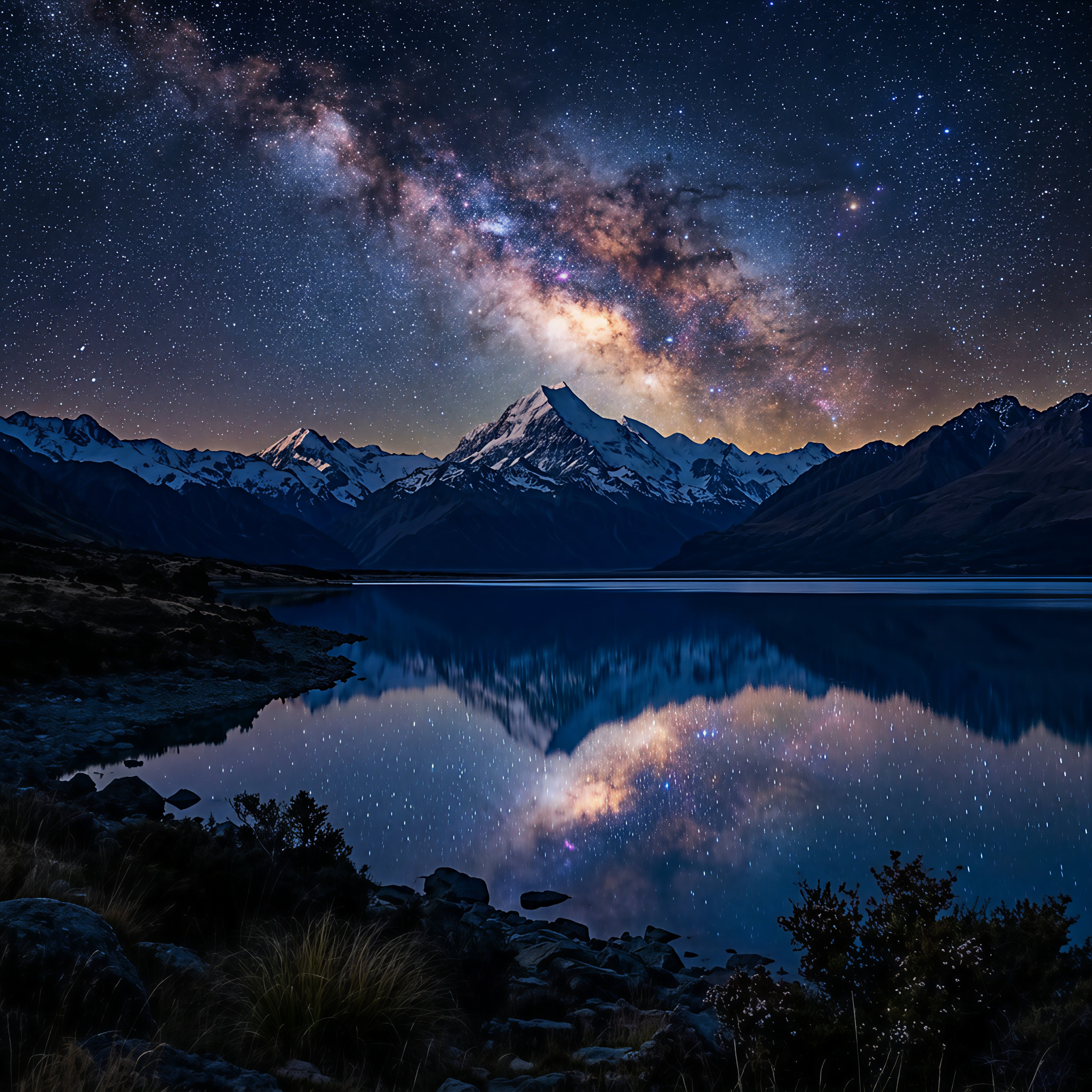 Milky Way Over Mt Cook – Framed Tile