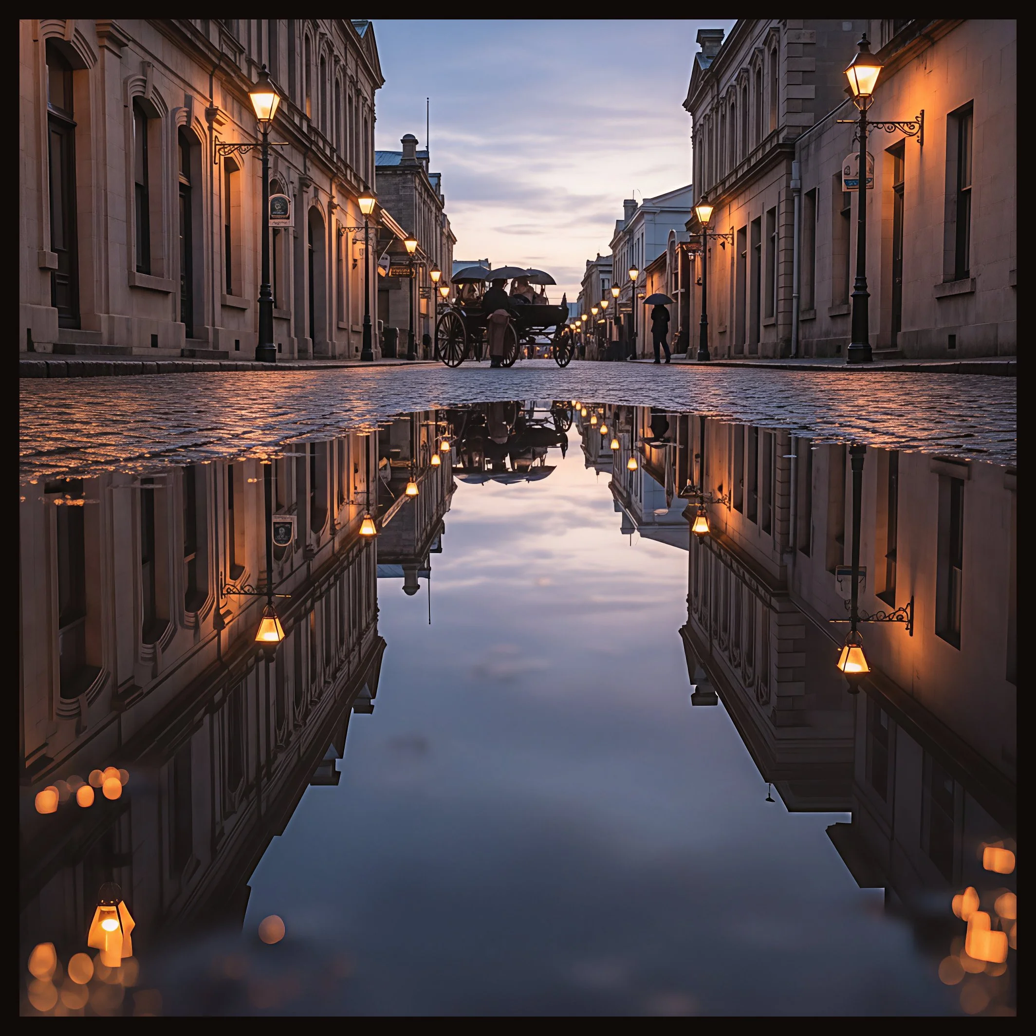Reflections of Harbour Street – Oamaru Framed Tile
