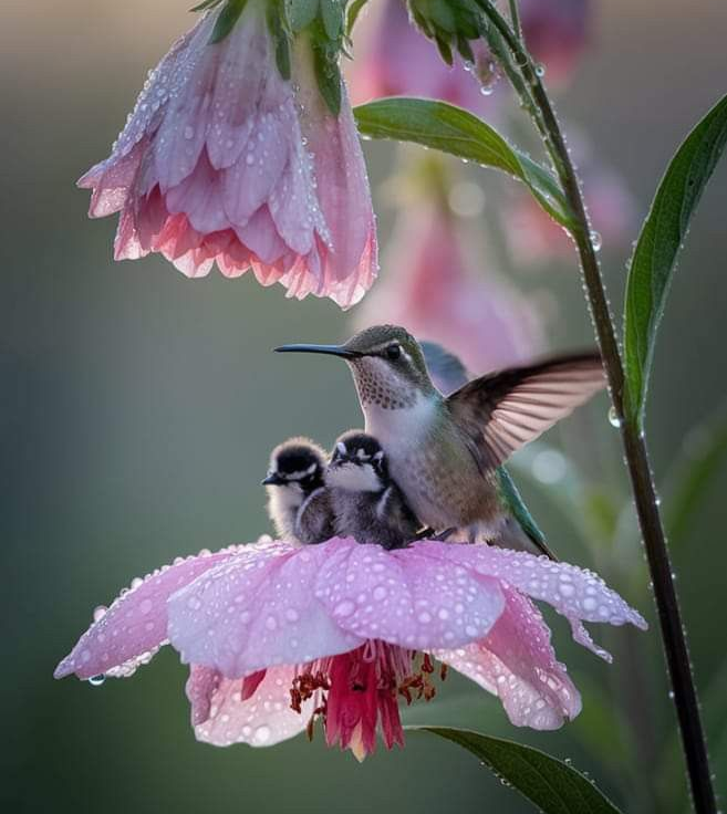 Blossom Shelter – Hummingbird & Chicks (Framed Tile Art)