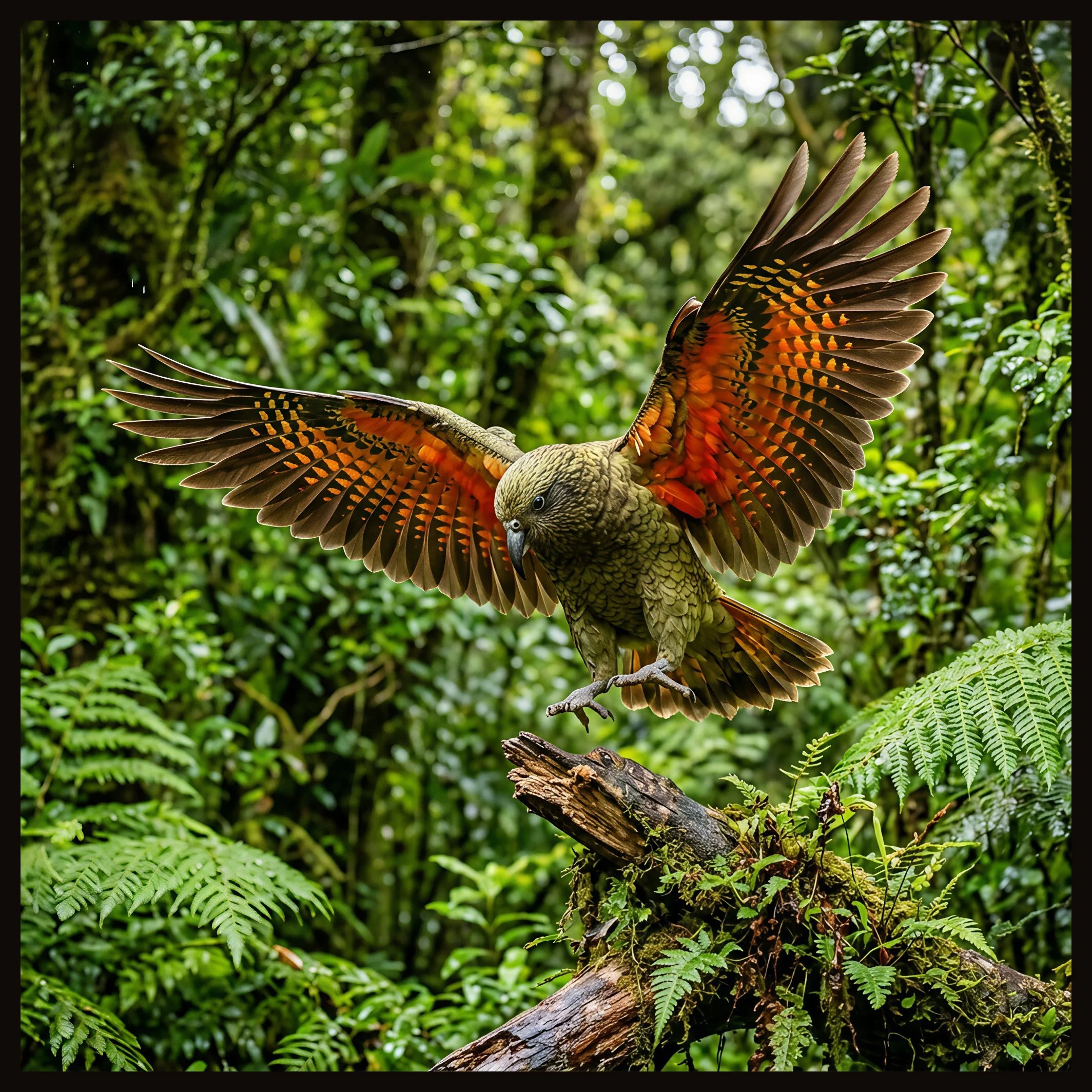 Kea in Flight – Framed Tile
