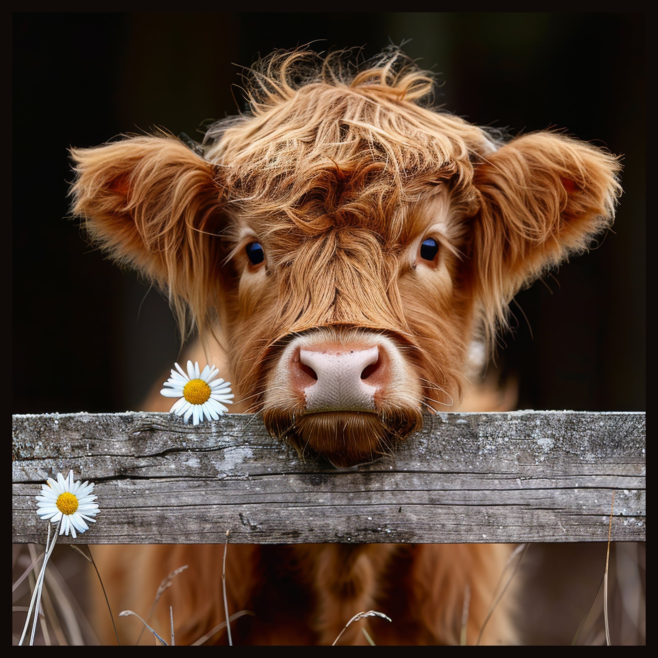 Curious Calf – Framed Tile