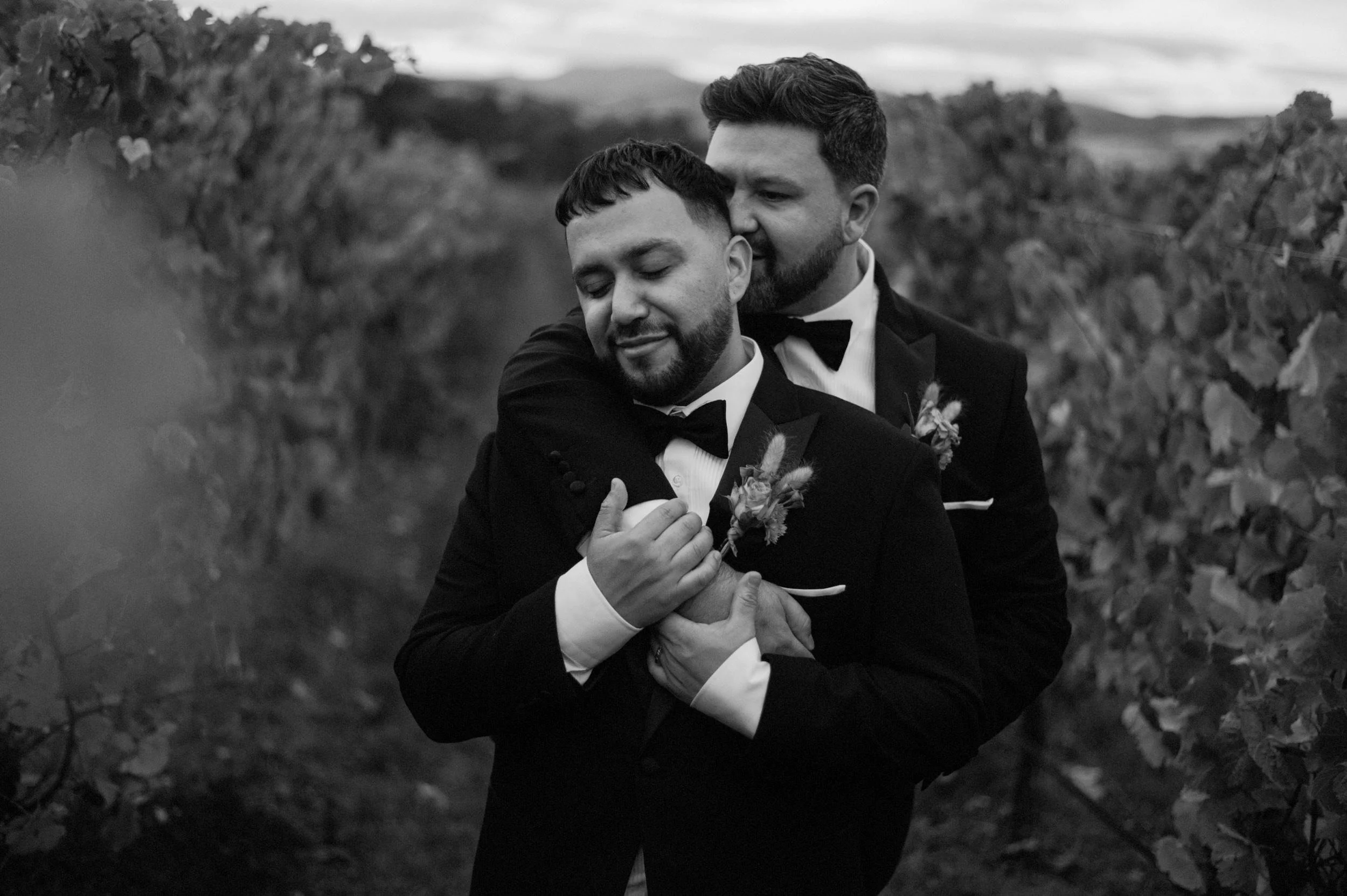 Two grooms at Frogmore Creek Winery, Tasmania