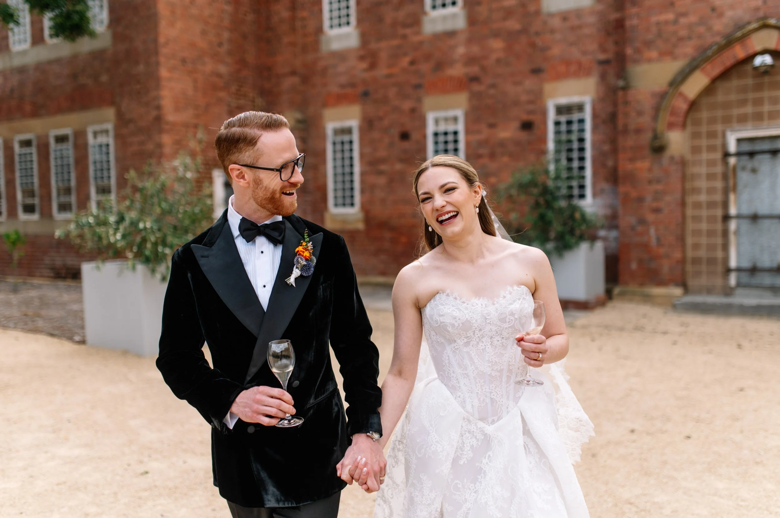 Bride and groom at the Agrarian Kitchen in New Norfolk Tasmania