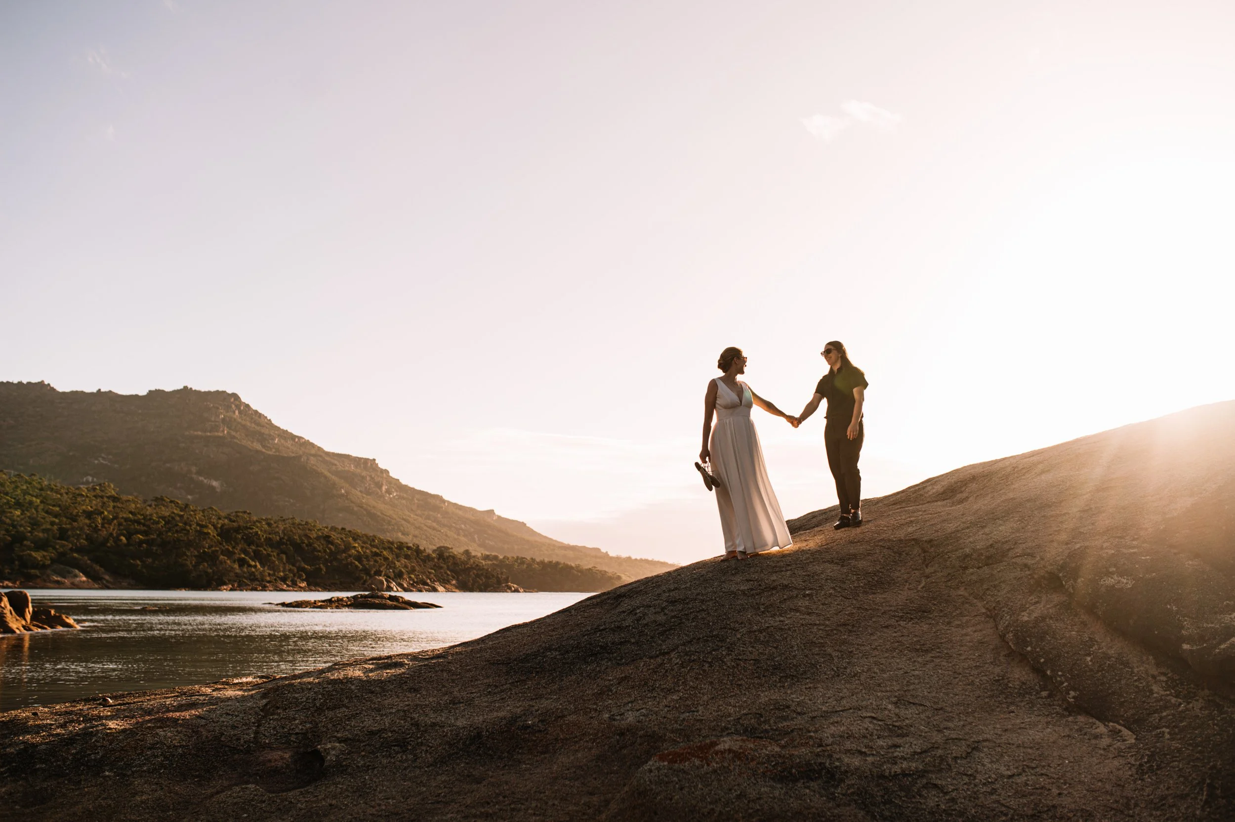 Lesbian couple at their elopement at Honeymoon Bay