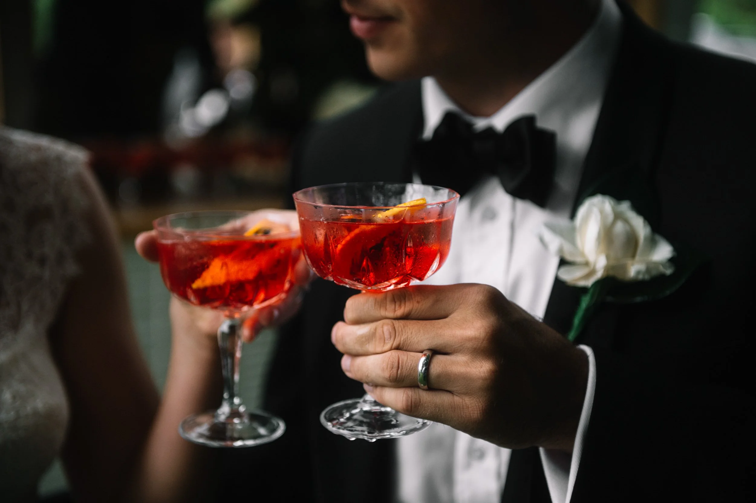 Negronis at a Frogmore Creek Winery wedding