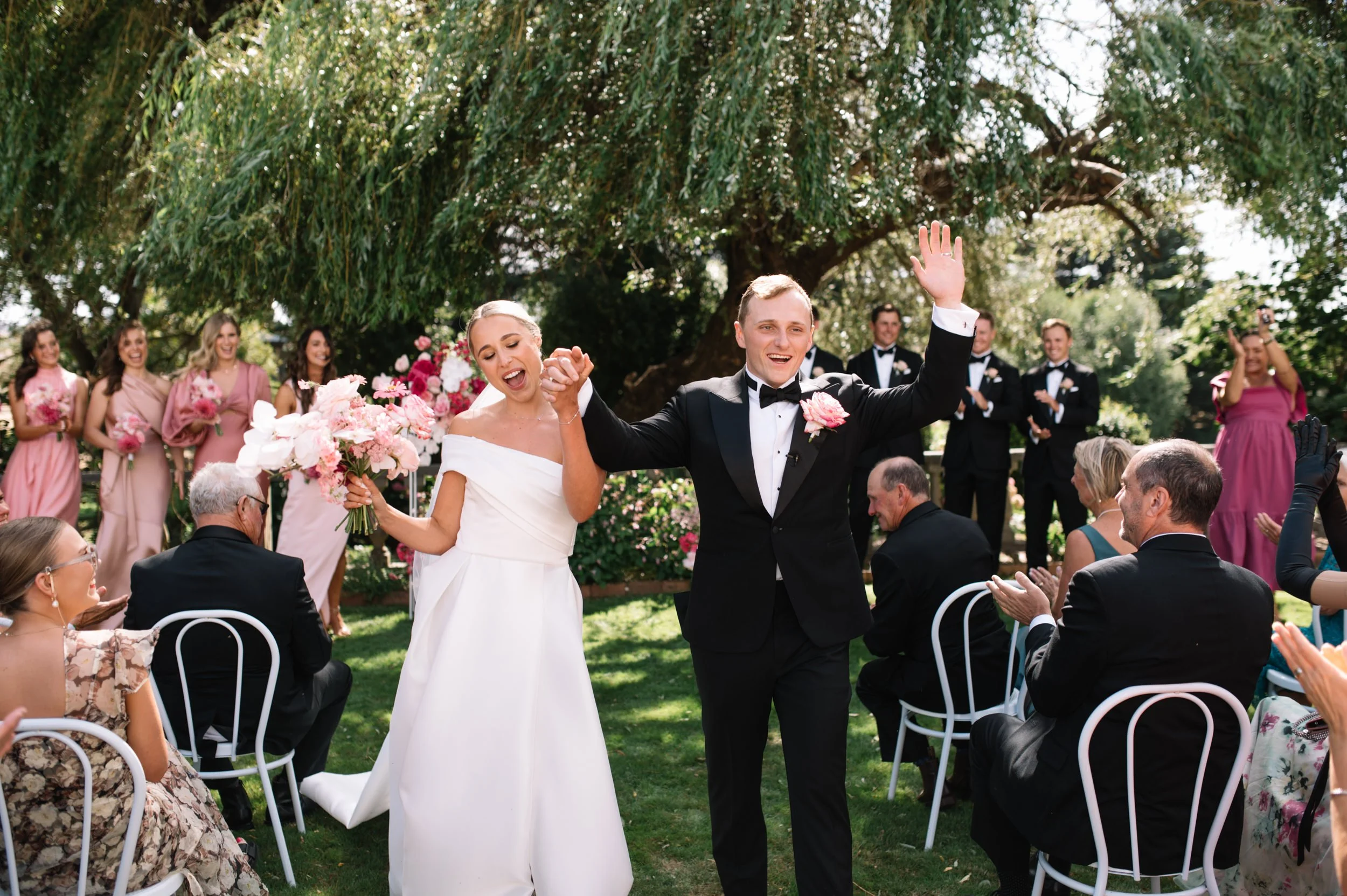 Bride and groom at the Vaucluse Estate, Tasmania.