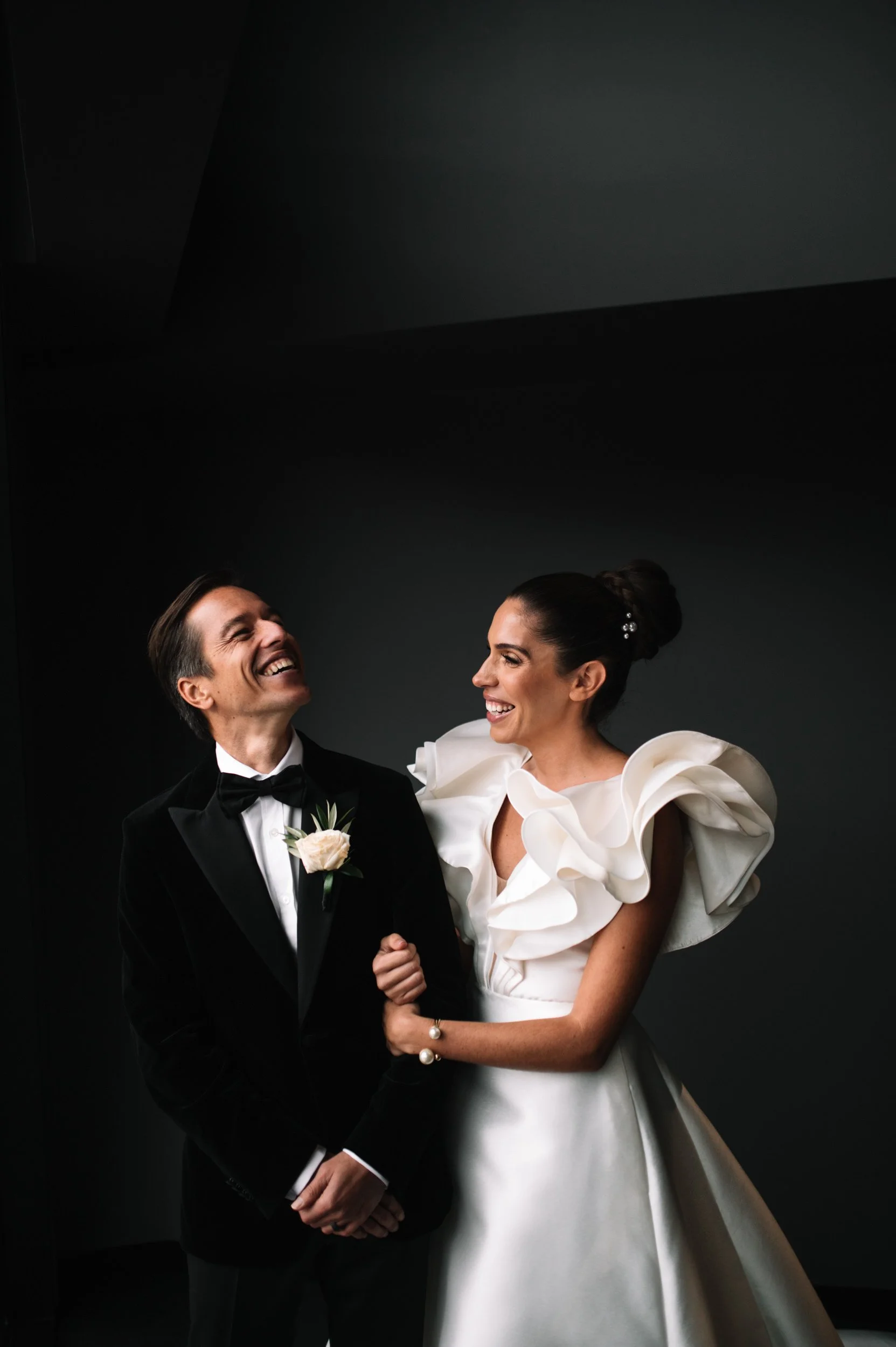 Bride and groom at MACq01 Hotel, Hobart