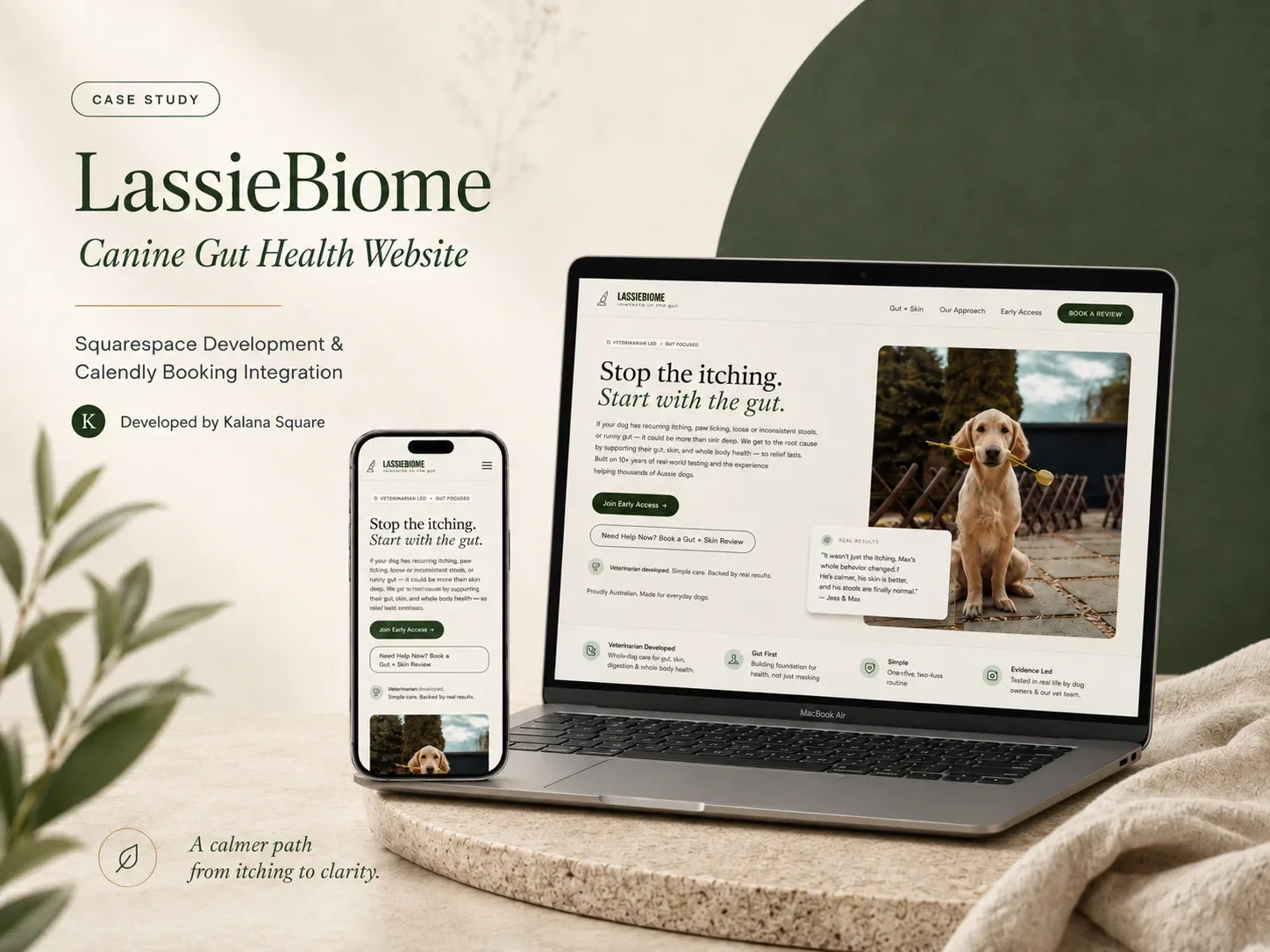 LassieBiome - Squarespace Website Development & Calendly Booking Integration