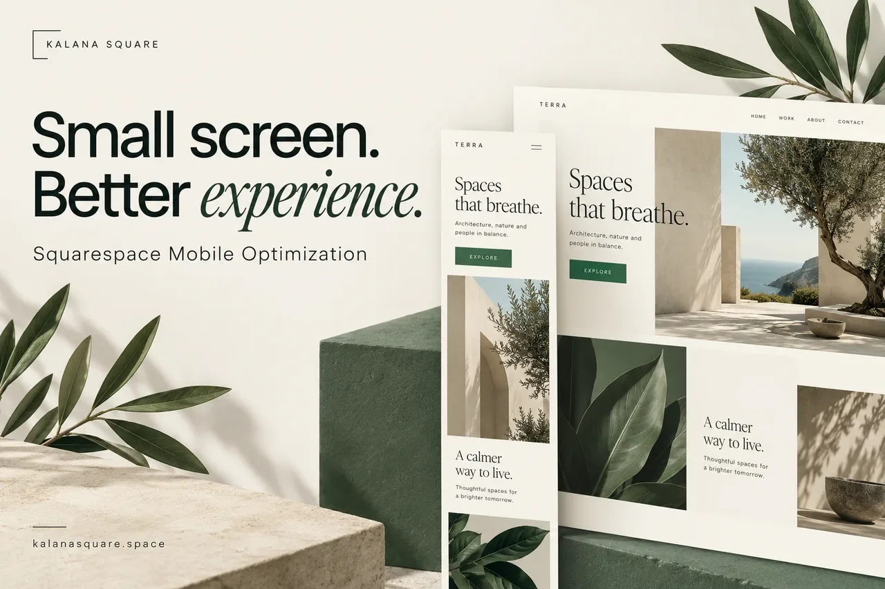 Desktop and narrow mobile website layouts illustrating responsive Squarespace design.