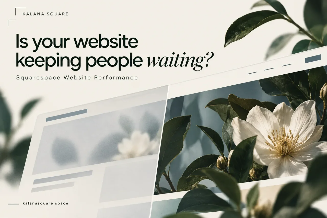 Partially loaded and clear botanical website images illustrating Squarespace loading performance.