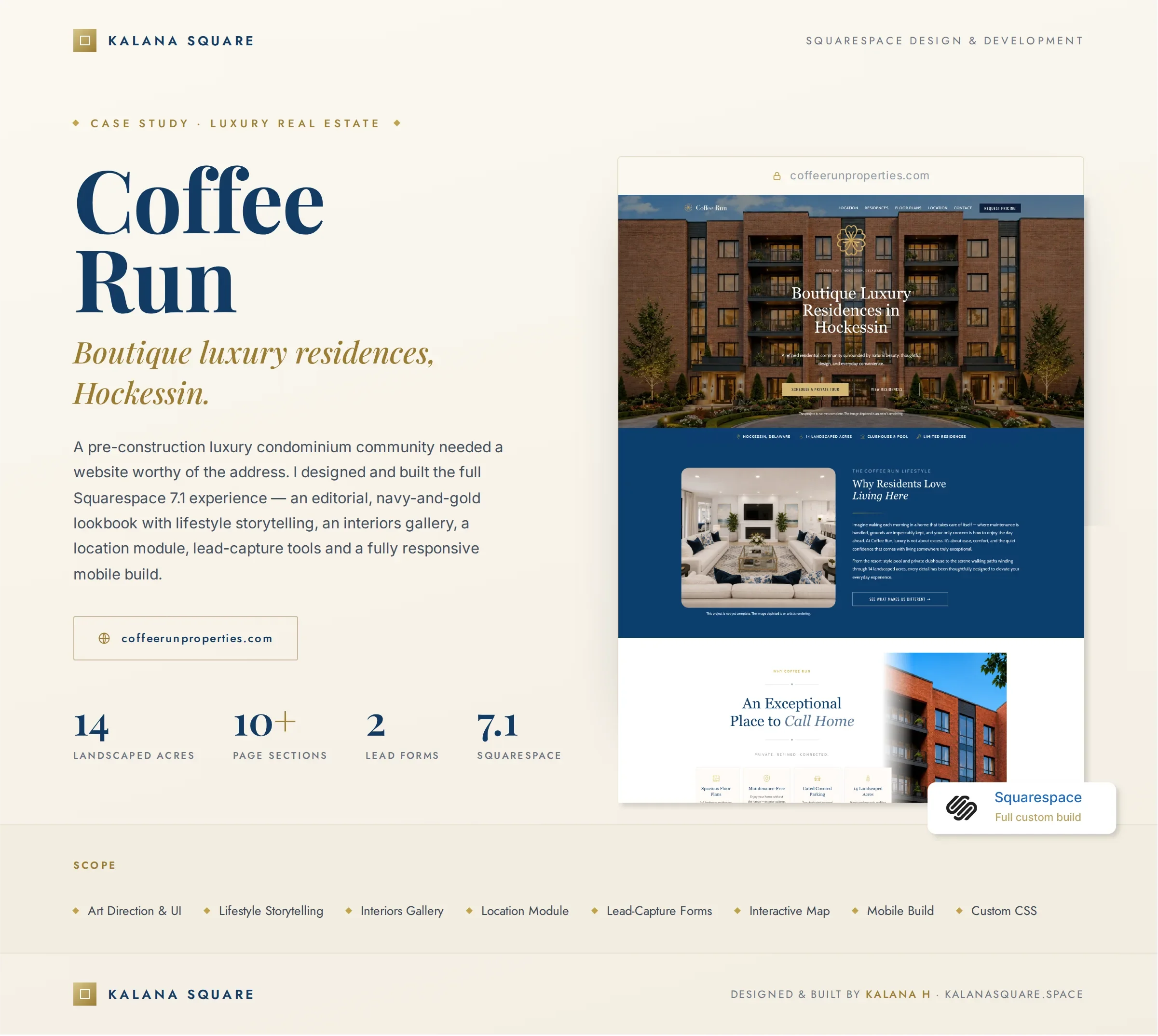 Coffee Run Properties — Luxury Real Estate Development Landing Page in Hockessin, Delaware