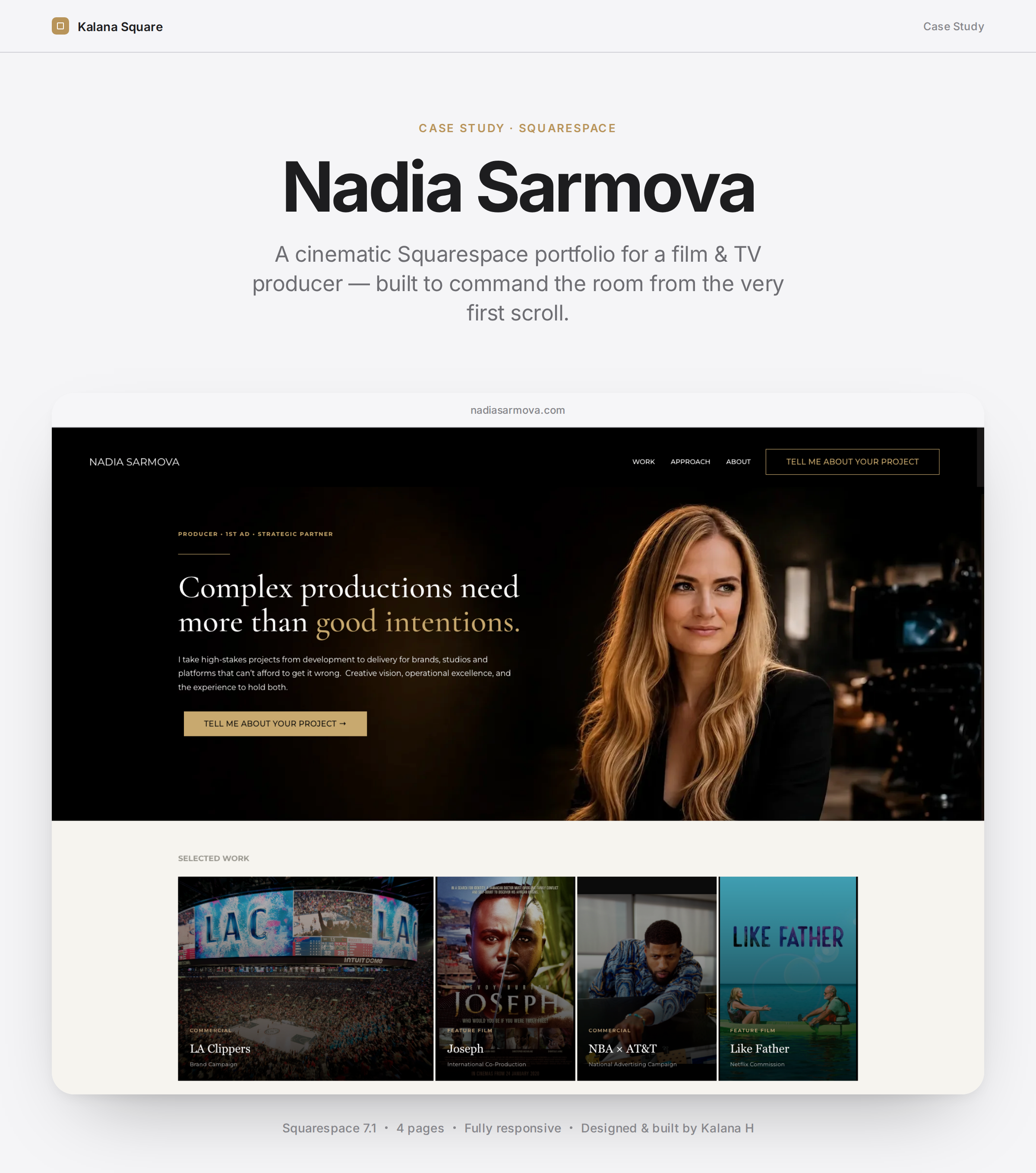 Nadia Sarmova - Hollywood Producer & Filmmaker Personal Brand Website on Squarespace