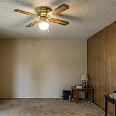 Texas Rooted Home remodeling - commercial remodel before picture of professional painting wall, drywall repair, flooring installation, lighting upgrades, and electrical panel installation  via third party electrical contractor Centre Pointe Electric