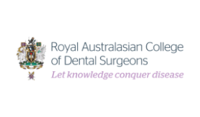 Logo of the Royal Australian College of Dental Surgeons with text and crest.