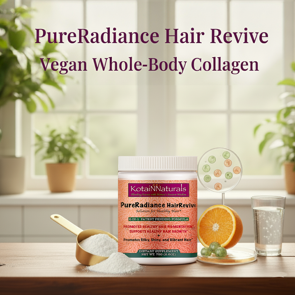 PureRadiance Hair Revive: Whole-Body Vegan Collagen for Hair Growth, Melanin, and Gut Health Support