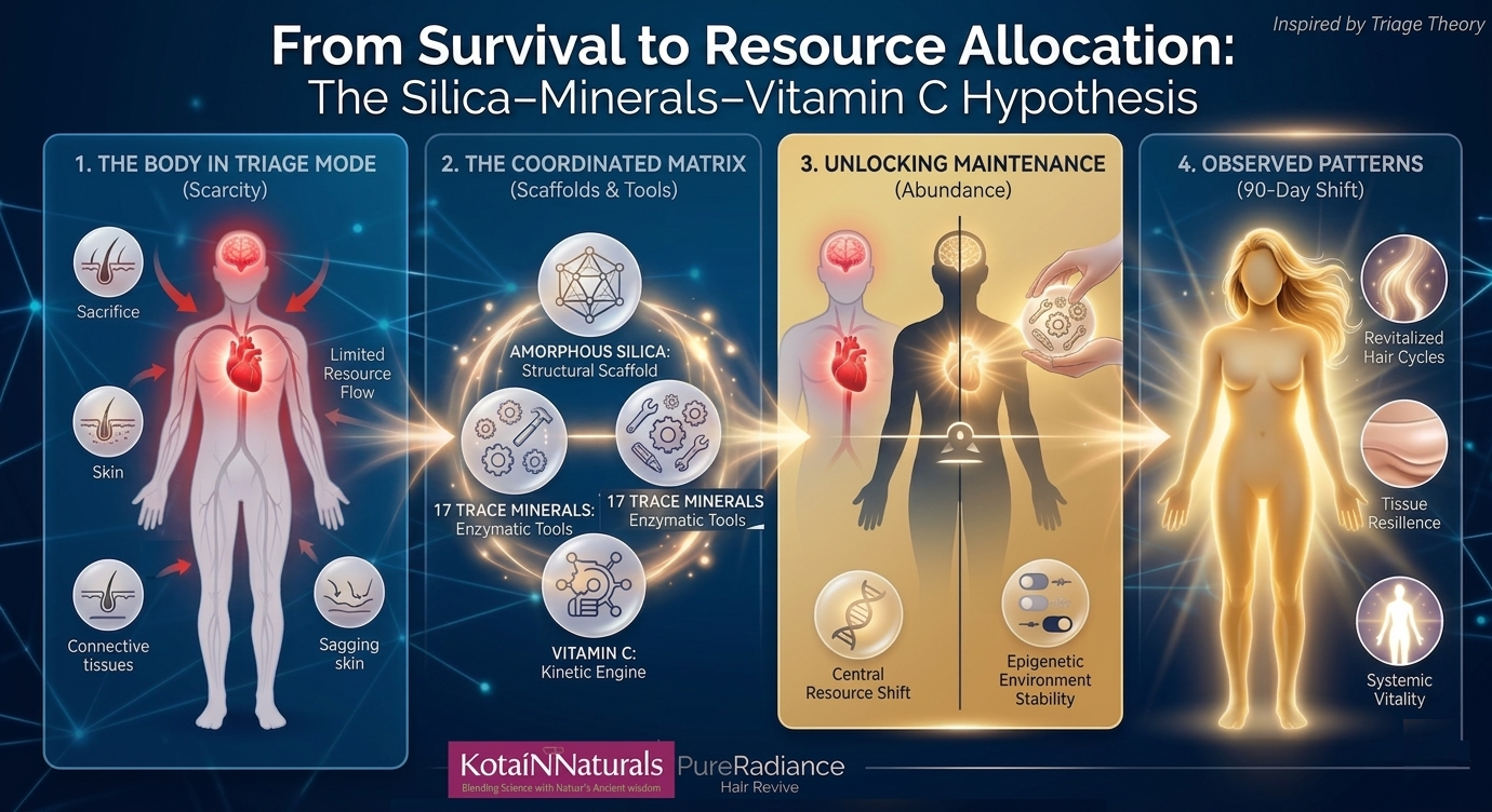 From Survival to Resource Allocation: The Silica–Minerals–Vitamin C Hypothesis