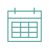 A simple digital calendar icon with a grid and a header.
