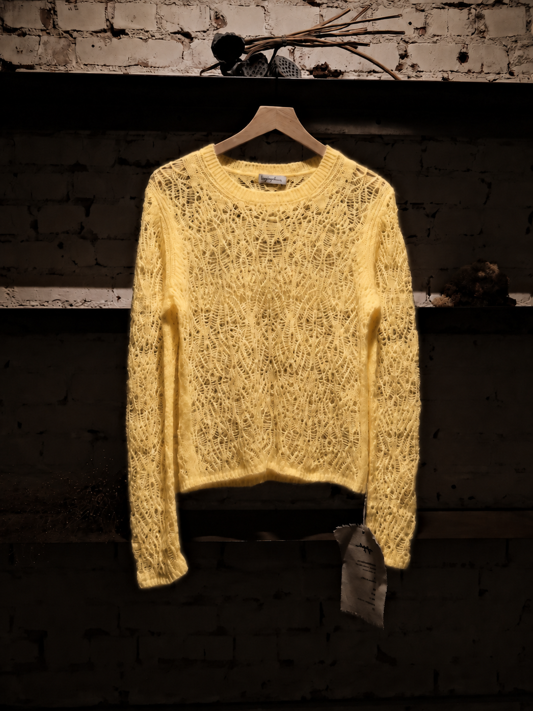 Soft Dusk Cashmere Open-Knit Crewneck