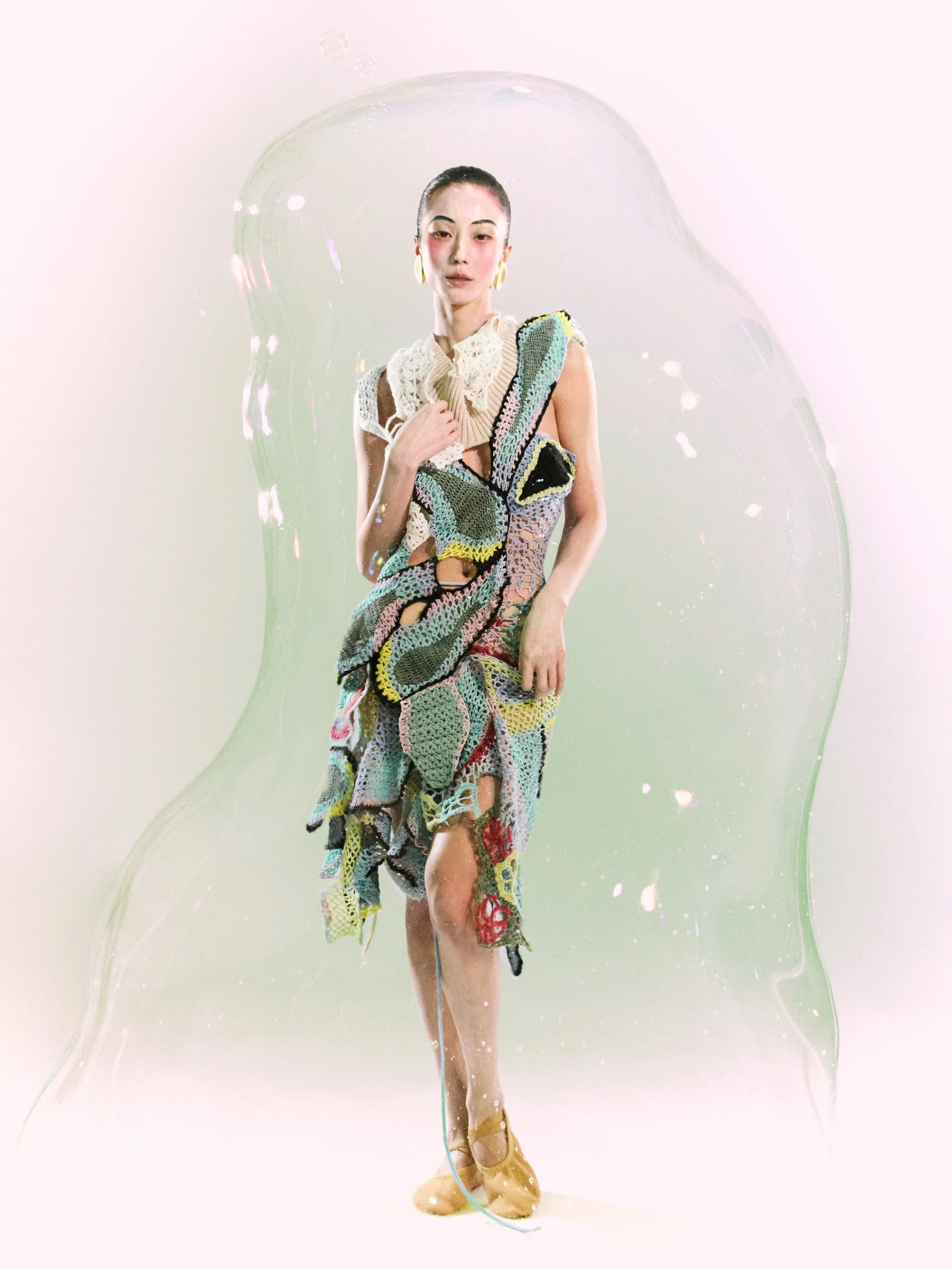 Inspired by early 1900s Qing dynasty wedding garments,  translated into contemporary knitwear.