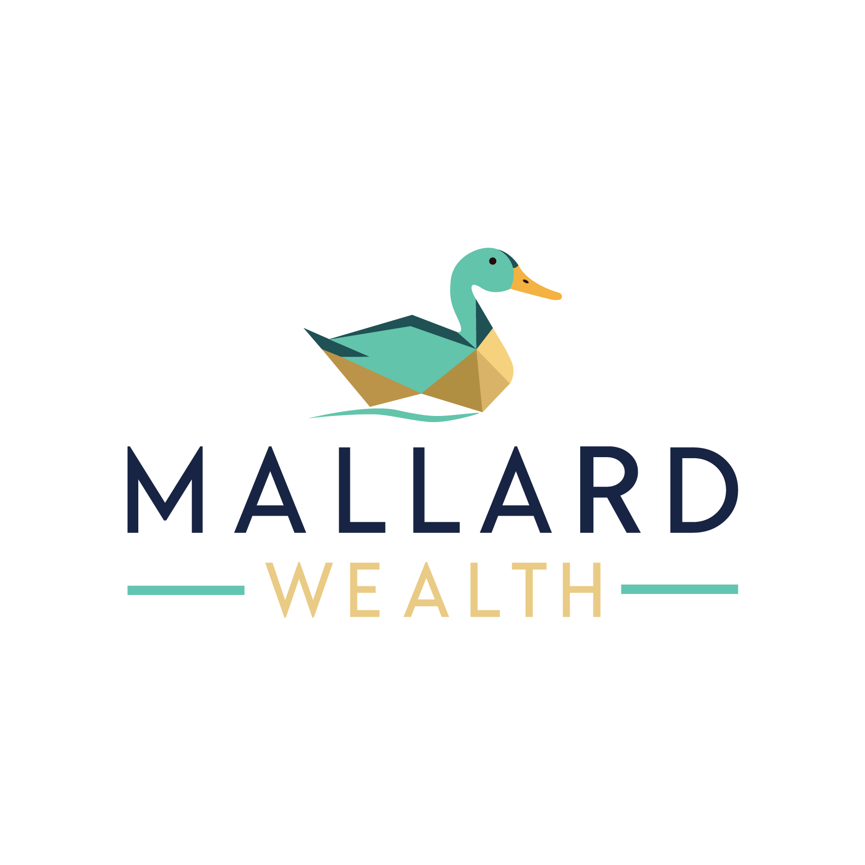 Logo for Mallard Wealth featuring a stylized mallard duck in a geometric style with teal, beige, and black colors and the text 'MALLARD WEALTH' below.