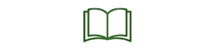 An open book icon, outlined in green.