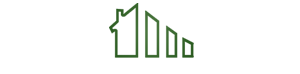 A minimalist line drawing of a city skyline with skyscrapers and buildings.