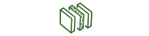 Icon of a three-dimensional, green-colored camera.