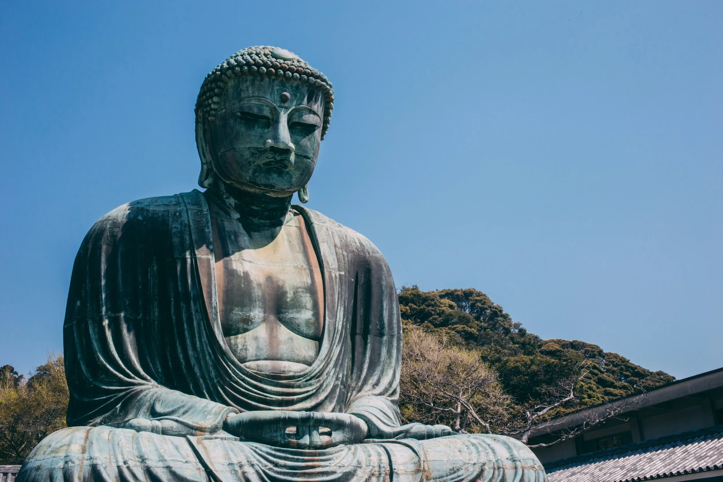 Bronze Great Buddha (Daibutsu) in Kamakura, Japan at Kotoku-in Temple